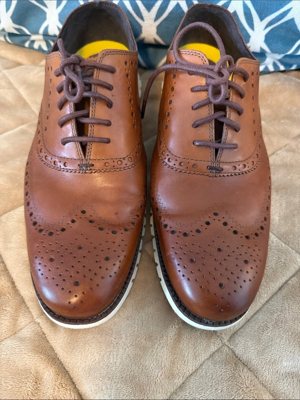 Cole Haan Zerogrand British Tan/Ivory Leather Remastered Wingtip Derby